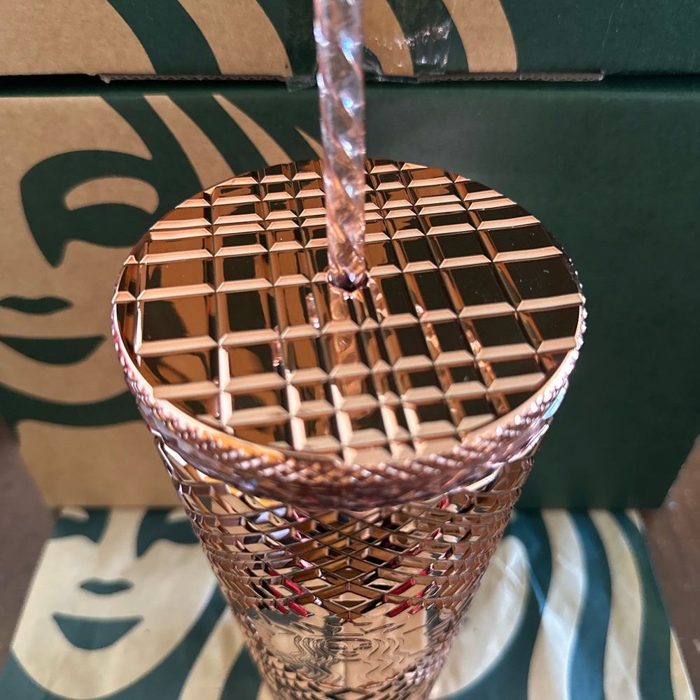 Starbucks Tumbler Chrome Rose Gold Jeweled - Holiday 2023 - Venti 24oz - Picture 3 of 5